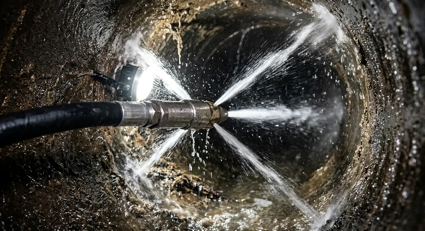 High-pressure hydro jetting nozzle cleaning sewer pipe for Storm Drain Cleaning in Peoria